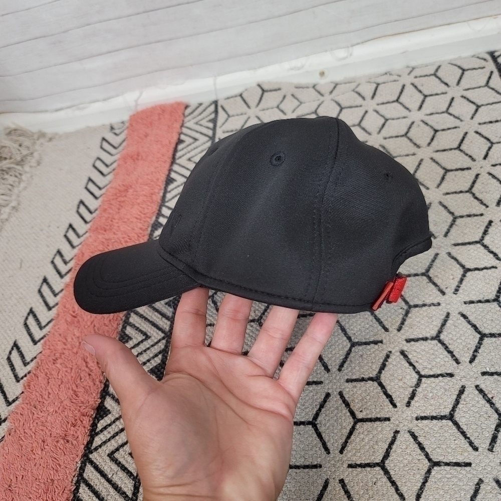 Peloton Black Out Hat Black Hat, w Adjustable Red Strap - Picture 5 of 11